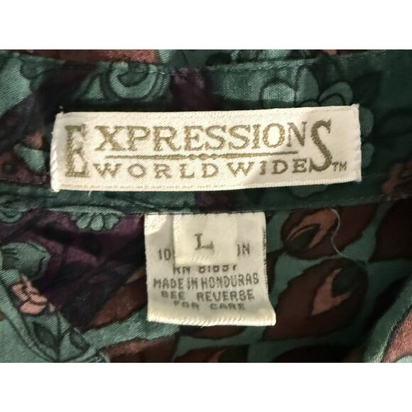 Vintage Expressions Worldwide Men's Abstract Long Sleeve Button Down Shirt Sz L - Picture 3 of 9